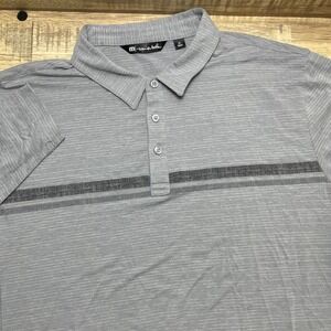 TravisMathew Long Sleeve Polo Shirt Gray Stripe Golf Casual Men's XL